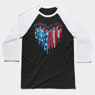 Pharmacy Tech American Flag Melting Heart 4th Of July Baseball T-Shirt